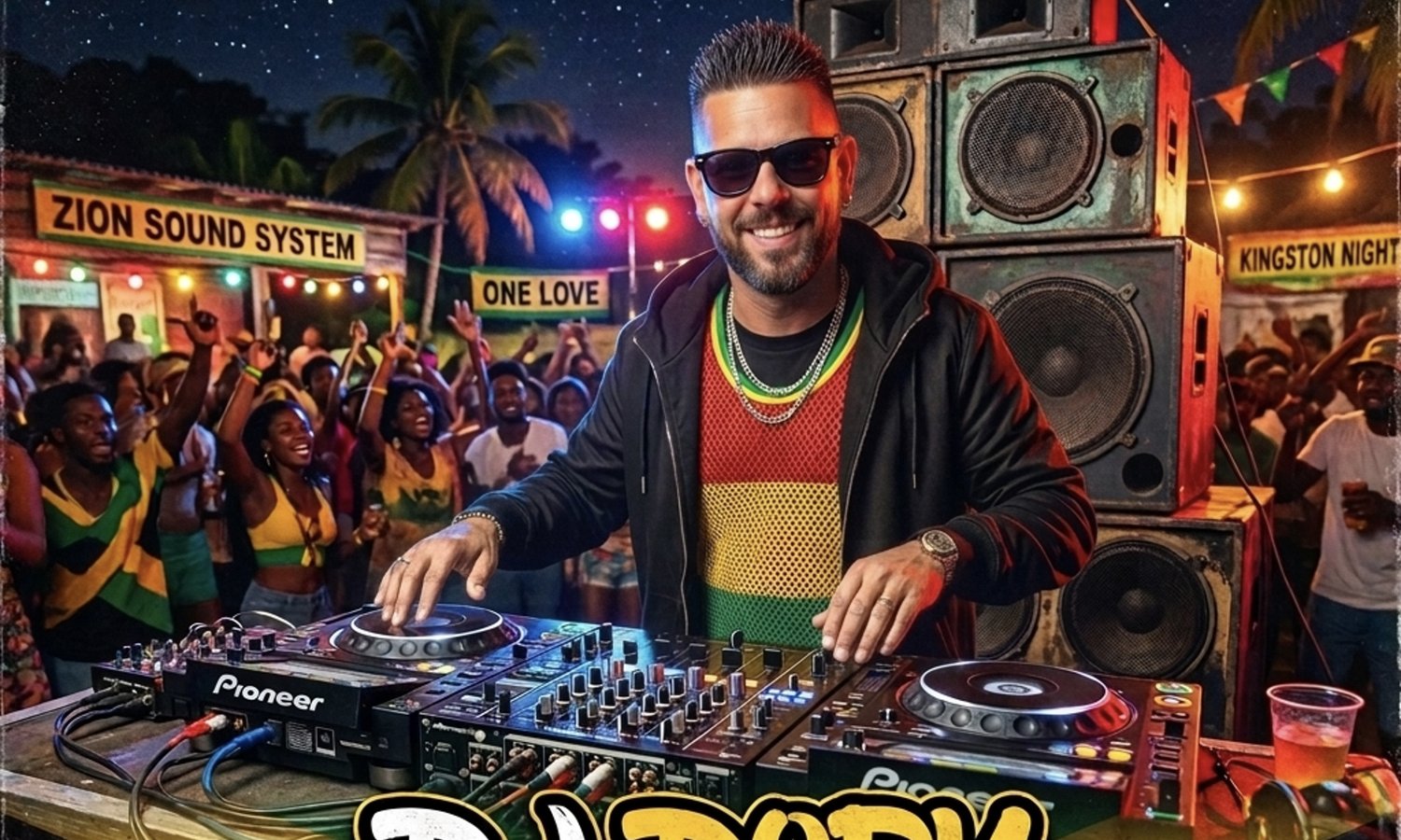 Behind the decks